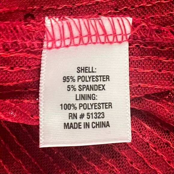 CeCe Sequined V-Neck Cap-Sleeve Red Blouse-Size Medium - Picture 7 of 7